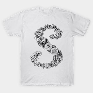 Floral initial S T-Shirt